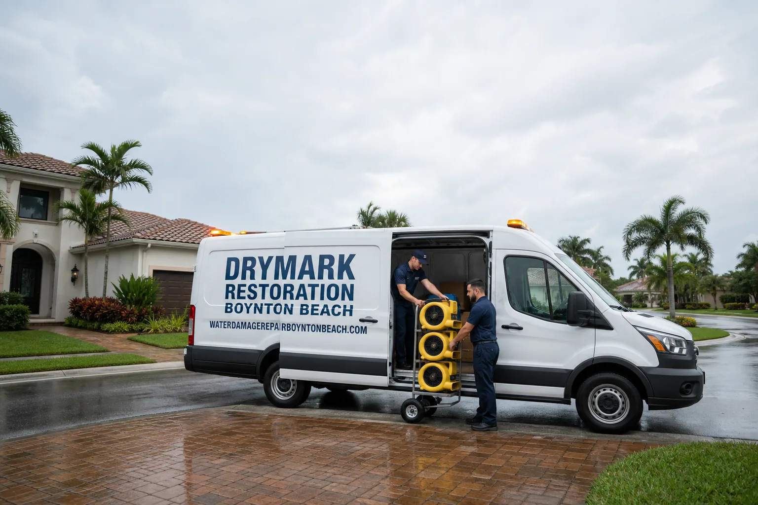 DryMark Restoration Boynton Beach damage restoration service vehicle and crew in Boynton Beach, FL